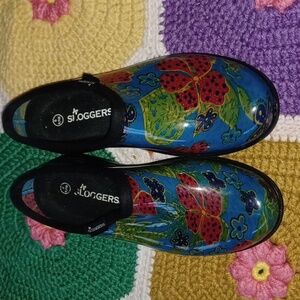 Sloggers floral slip on shoes, floral, waterproof, comfy, stylish,  sz 9